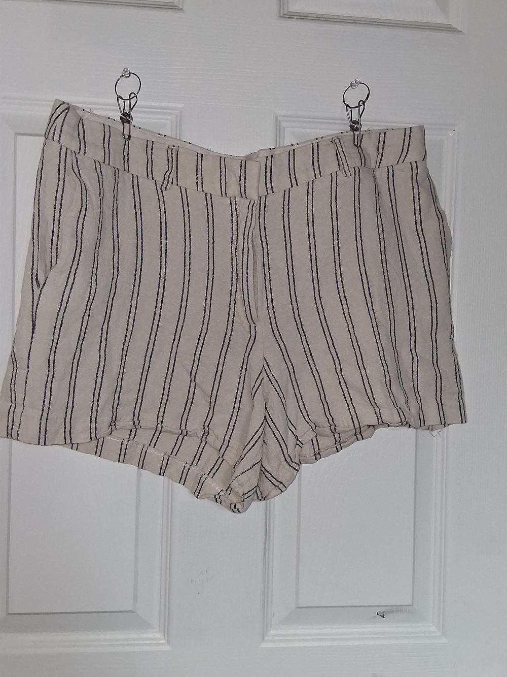 Calypso St. Barth Cream and Navy Striped Women's Shorts